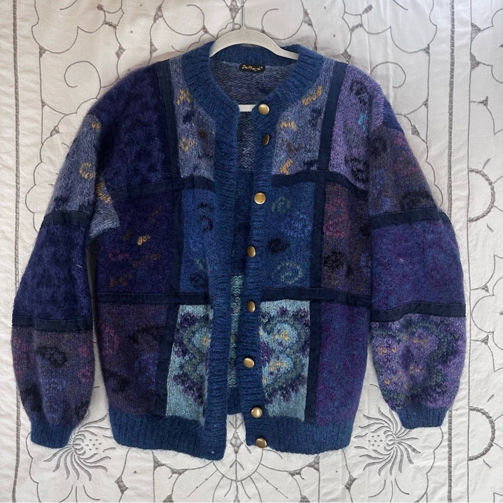 Multicolor Argentina WOOL Patchwork Cardigan - Bl… - image 1