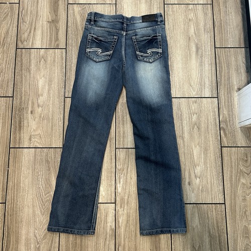 Silver Jeans Zane Boys 14 Faded Whiskered Bootcut Dark Wash Back To School - Picture 2 of 13