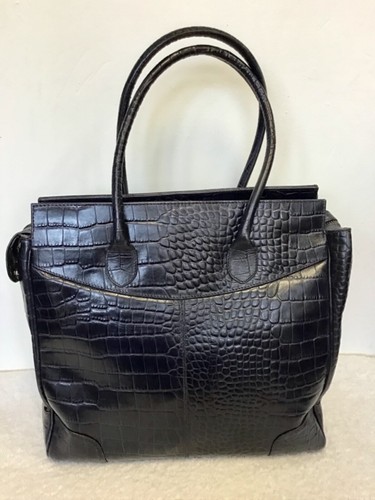 OSPREY BY GRAEME ELLISDON LARGE NAVY BLUE MOCK CROC LEATHER TOTE/ WORK BAG - Picture 4 of 12