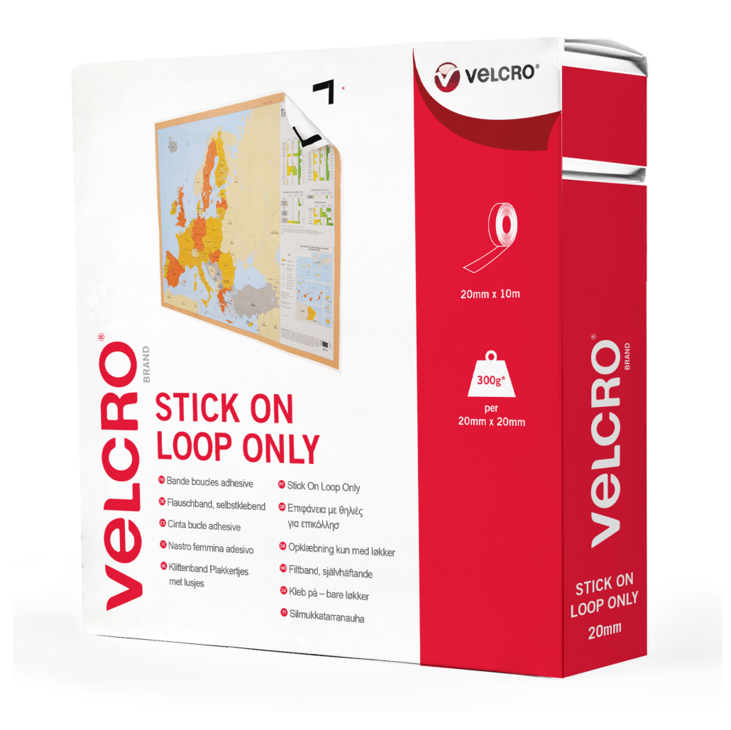 Velcro Loop Tape – Stick-On Loop Side Only, White 1m x 20mm