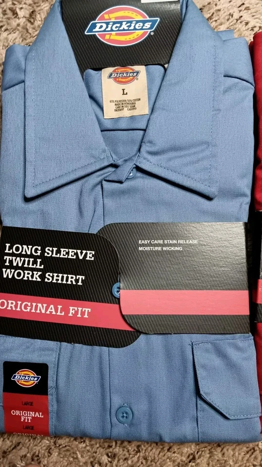 Brand New mens dickies long-sleeve twill work shirt /shirts Lot Of 3 - Image 3 of 4