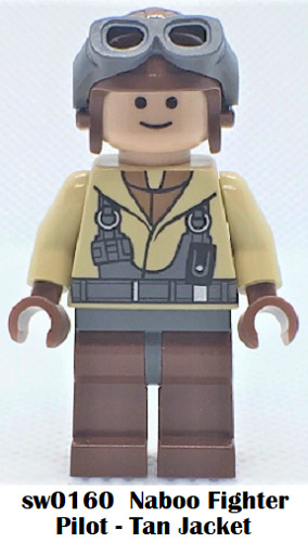 LEGO® Star Wars: Ep. 1 NABOO FIGHTER PILOT (Tan Jacket) sw0160 Minifigure *USED*