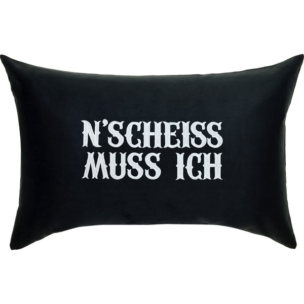 N'scheiss Muss Ich Kissen 40X60Cm, Geschenk Biker, Rocker, Heavy Metal, Schwarz-image