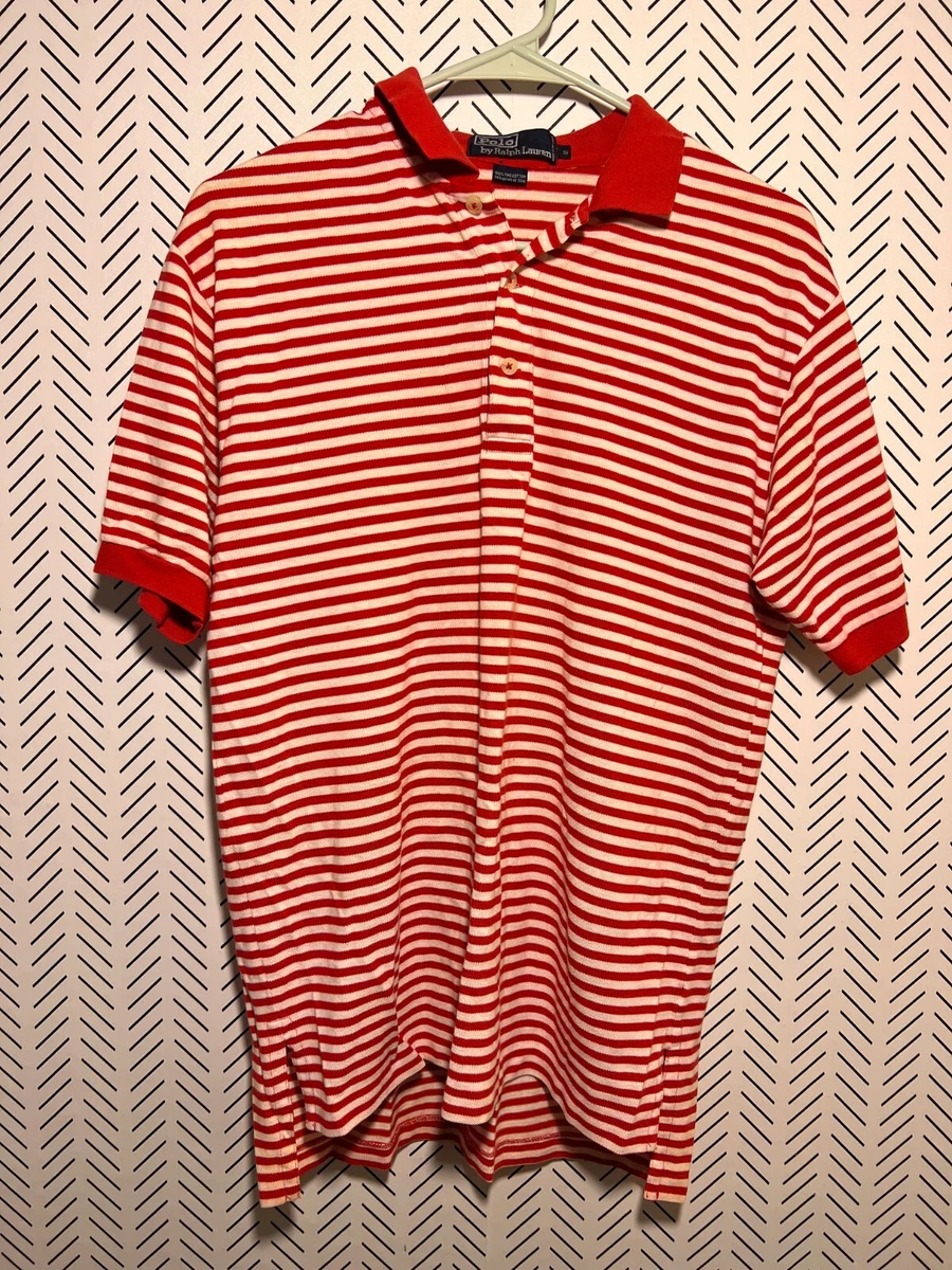 Ralph lauren red sales and white striped shirt