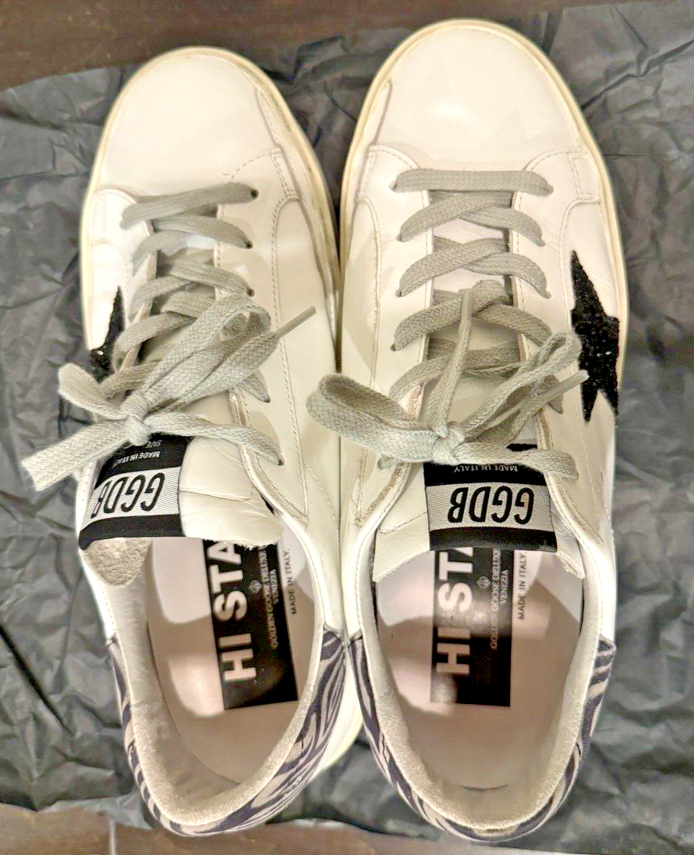 Golden Goose Hi Star White Platform/black glitter Sneaker G34WS945 