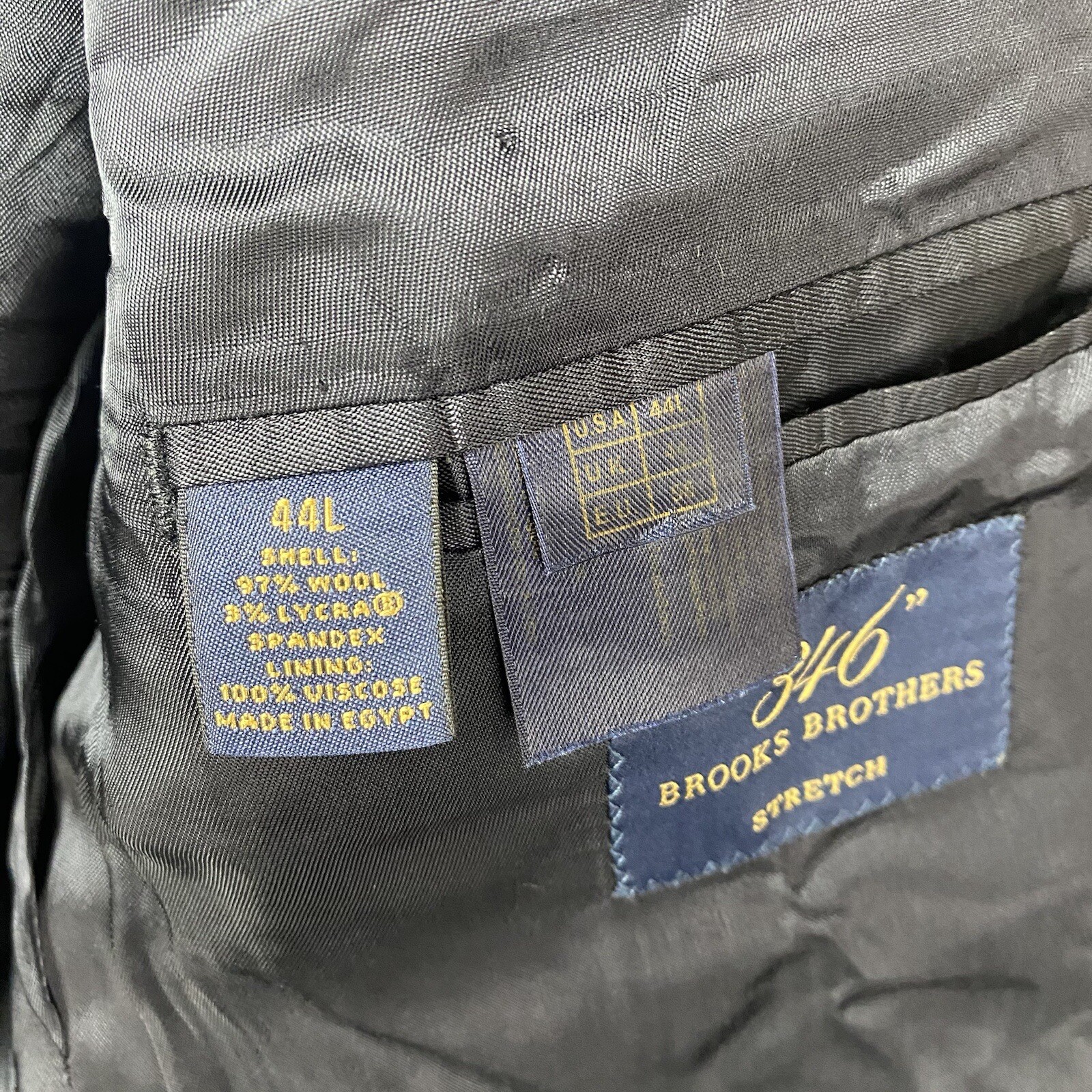 Brooks Brothers 346 Stretch Mens Two Button Blazer Jacket Navy Blue Size 44L thumbnail 9