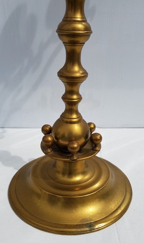 Antique Menorah Polish Brass Rotating Arms 7 Branch 1890s 22" Hanukkah - Picture 5 of 12