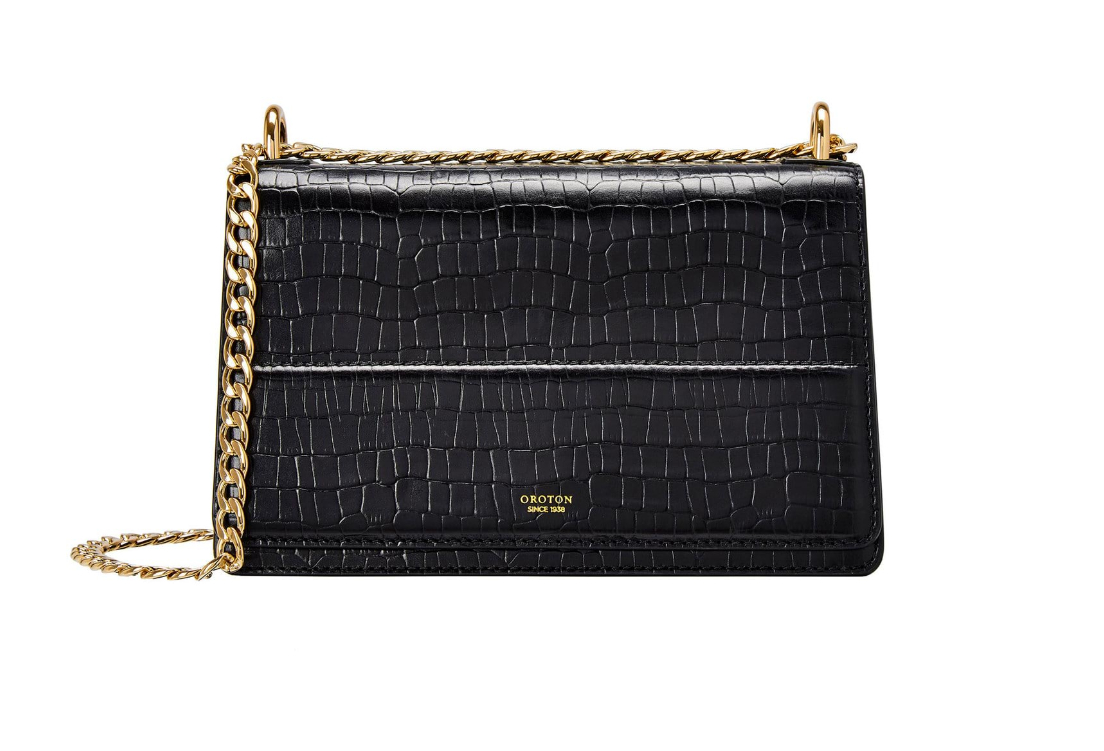 BRAND NEW** OROTON FORTE BLACK TEXTURE SLIM WOMEN'S CLUTCH BAG