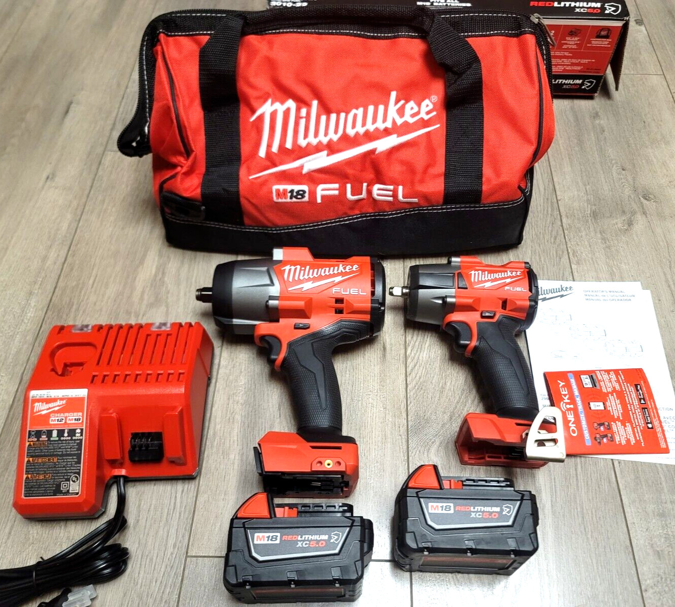 Milwaukee M18 FUEL 3/8" + 1/2" dr High Torque Impact Wrench Combo Kit #3010-22