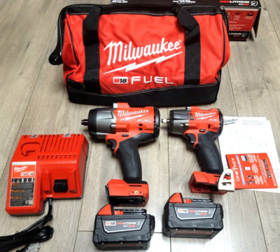 Milwaukee M18 FUEL 3/8'' + 1/2'' dr High Torque Impact Wrench Combo Kit #3010-22
