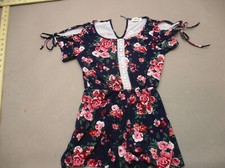 Shosho Size M Girls Multicolor Round Neck Short Sleeve Back Keyhole Romper 169