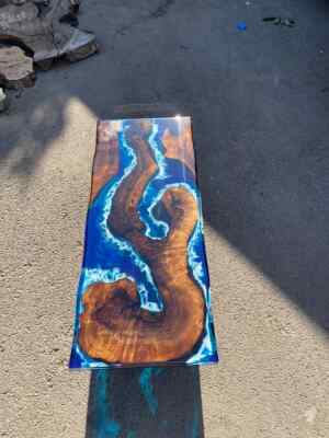 Ocean Blue Epoxy Resin Dining Table Top, Resin Wooden Table Top, Furniture Decor