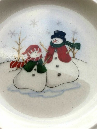 Royal Seasons RN3 Christmas Snowman Stoneware Bread Plates, 6 5/8" Set of 4 - Picture 10 of 11