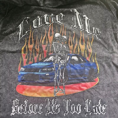Elegant Clothing Brand Y2K Style Hot Rod Love Me Before Its Too Late Flames XL