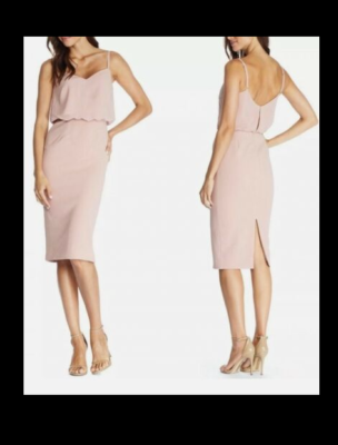 DRESS THE POPULATION ALONDRA BLOUSON BLUSH SHEATH DRESS L | eBay