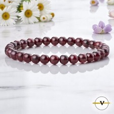 BRACCIALE UOMO DONNA GRANATO BORDEAUX PIETRE DURE NATURALI DIAMETRO PIETRE 6 MM