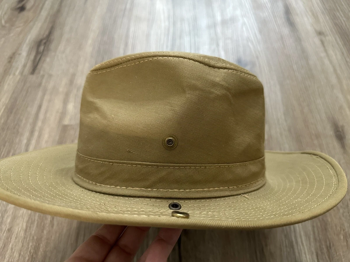 HatQuarters USA Henschel Aussie Walker Bush Tan Canvas Side Snap Hat Size S  USA