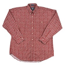Vintage Chaps Ralph Lauren Button Down Shirt Southwestern Tribal Mens Large Red