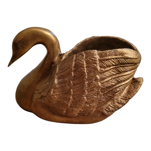 Vintage Brass Swan  Planter Flower Vase  5.5"×3.5