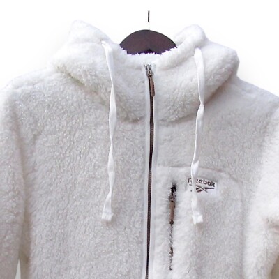 Men's Reebok Outerwear Faux Fur Jacket OLRB479R3 White Size