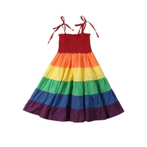 rainbow spaghetti strap dress