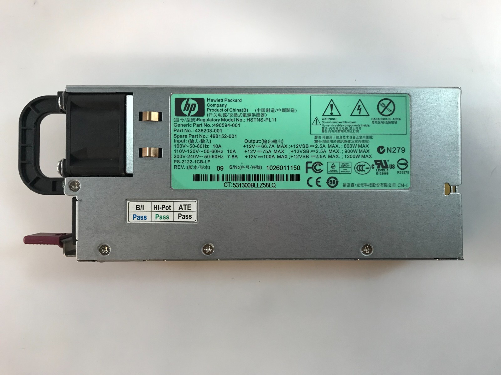 Genuine HP 1200W Power Supply Server 490594001 438203001 498152001