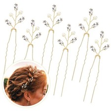Syhood 6 Pieces Pearl Crystal Bridal Hair Pins Rhinestone Flower Wedding Hair Pi