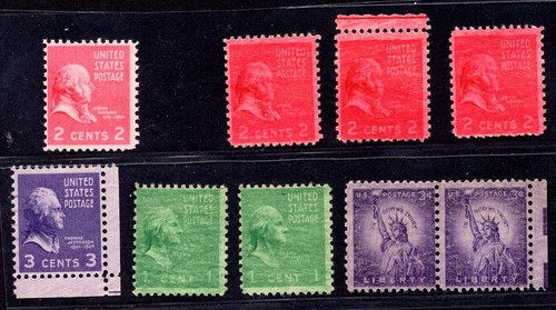US 40s 7 ERRORI DI STAMPA SERIE PRESIDENZIALE E DUE NORMALI TUTTI MAI INCERNIERATI