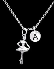 Ballerina Necklace Ballet Dance Mother's Day Gift Daughter Mom Initial Jewelry
