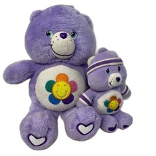 Lot 2 Care Bears Harmony 12"  8" Plush Stuffed Animal RARE Purple Vintage READ