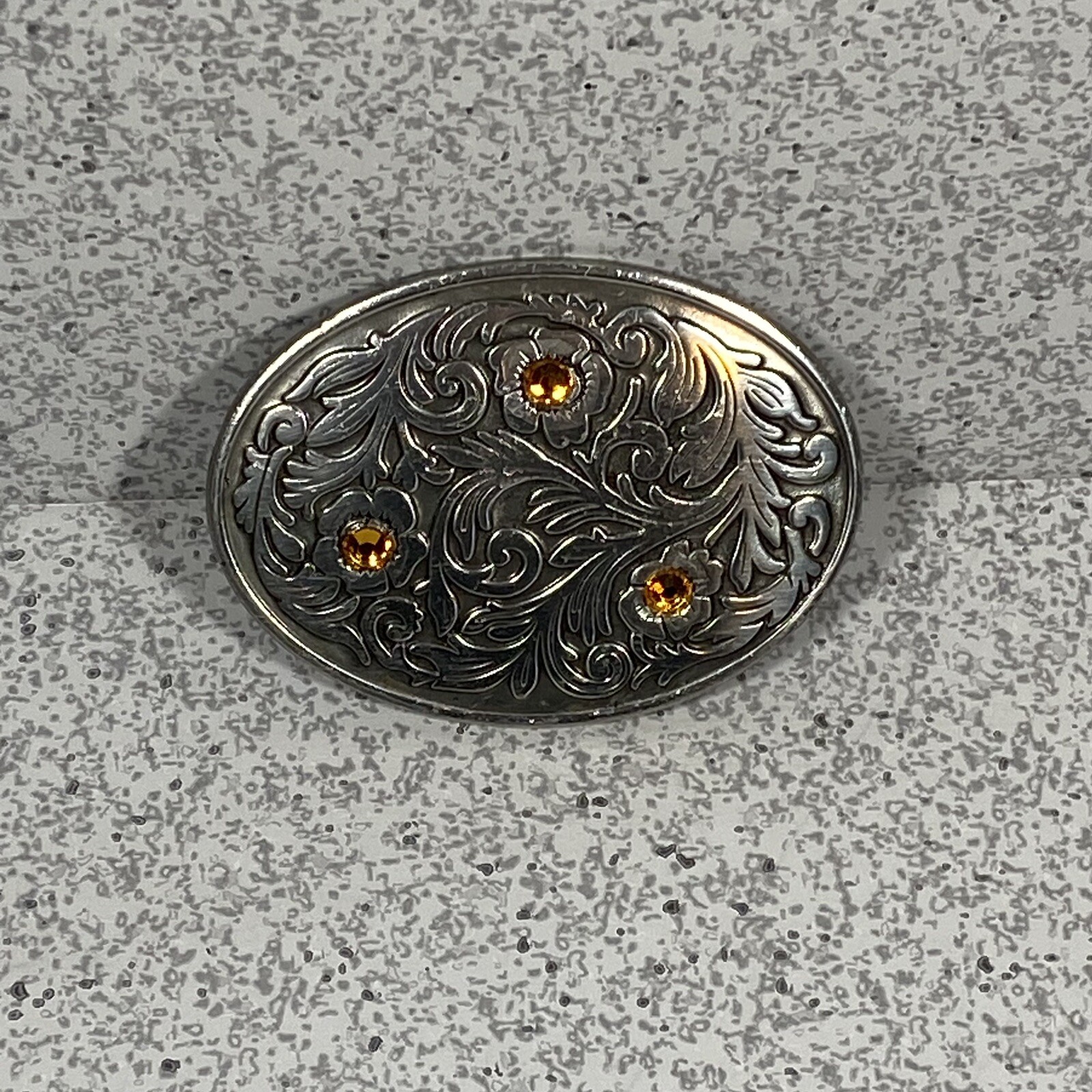 Western Scroll Flourish Belt Buckle Fine Pewter Cowboy Cowgirl Vtg