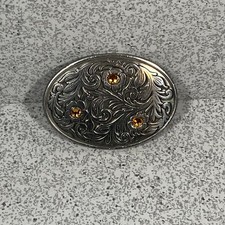 Western Scroll Flourish Belt Buckle Fine Pewter Cowboy Cowgirl Vtg