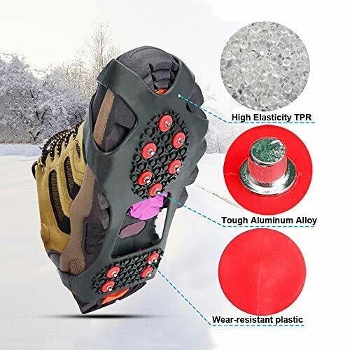 10 STUD UNIVERSAL ICE NO SLIP SNOW SHOE SPIKES GRIPS CLEATS CRAMPONS SMALL SIZE - Picture 3 of 6