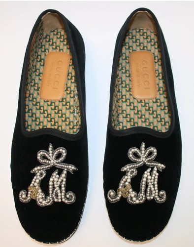 Mocassins mocassins homme Gucci 5,5 AM Pearl Marmara velours brodé chaussures neufs dans leur boîte - Photo 2/6