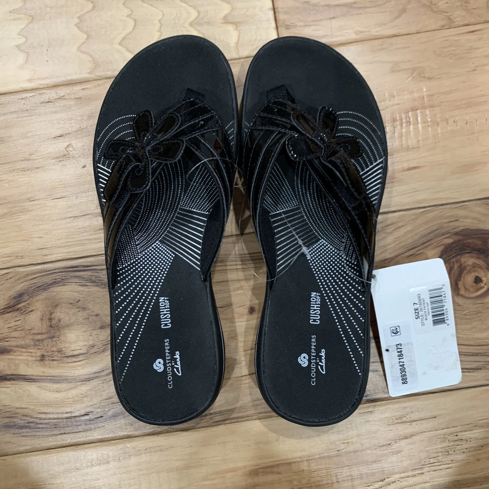 Sandali infradito donna Clarks Cloudstepper Brinkley Flora taglia 7 nero