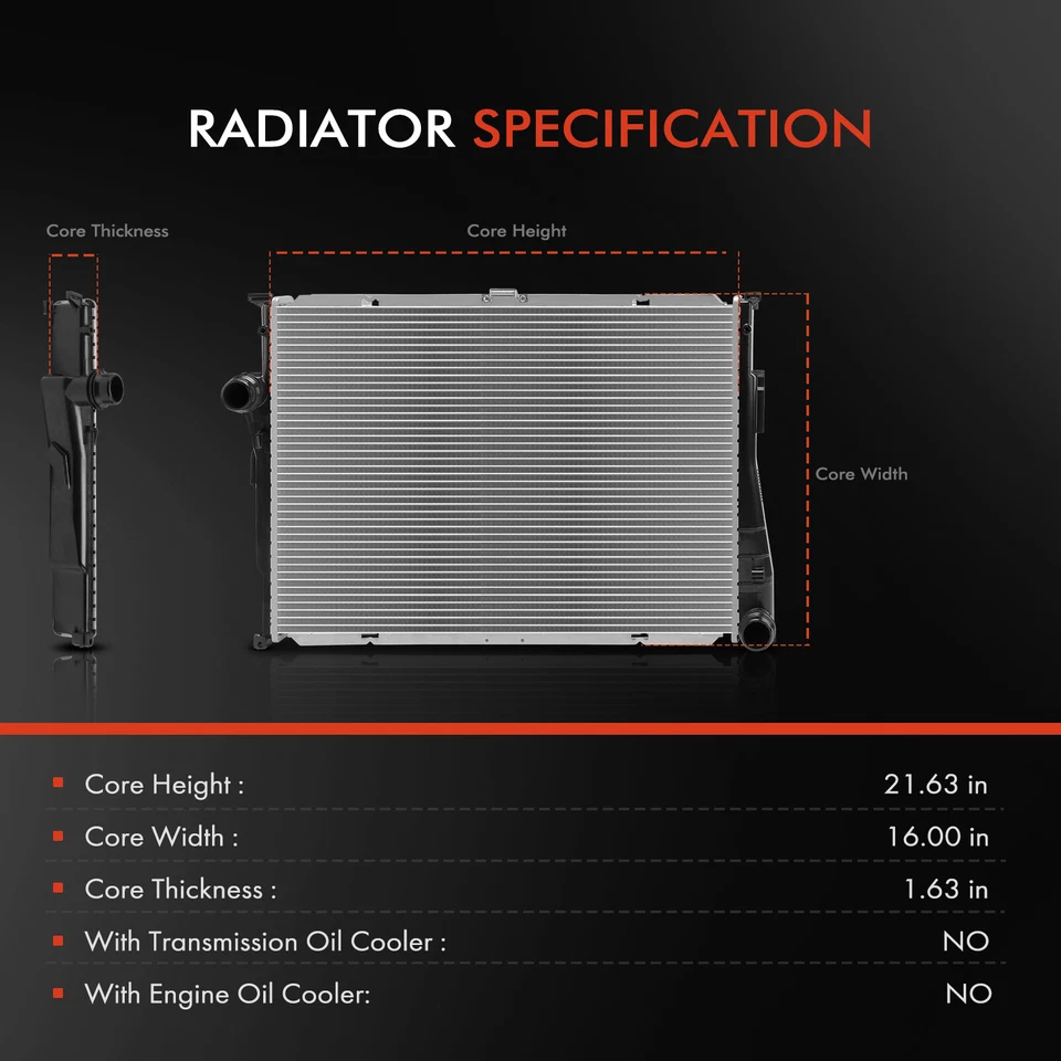 Radiador sin enfriador de aceite para BMW E46 M3 2001 2002 2003 2004 2005 2006 L6 3,2 L Foto 2 de 4