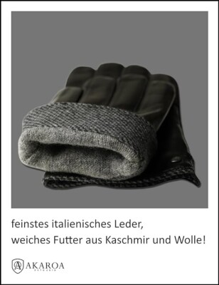 Italienische Herren Lederhandschuhe AKAROA ESTD 2019 mit Touchscreen und strapazierfähig