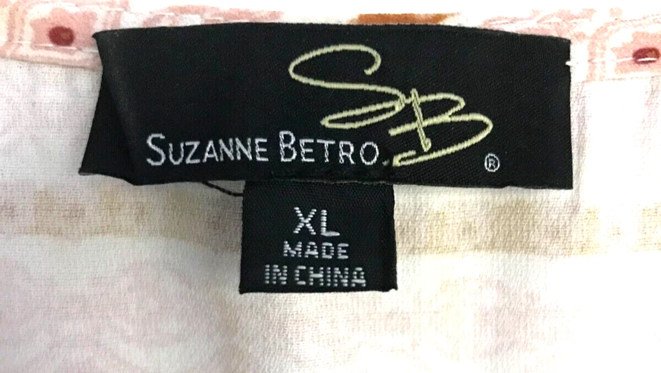 Blusa sin mangas floral melocotón XL de Suzanne Betro para mujer Foto 2 de 4