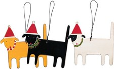 Primitives by Kathy Dog Christmas Ornament Set 3 Rustic Pet Lover Decor Gift