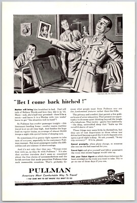 1943 Pullman Vintage Eisenbahn Werbung Marine Soldat Haus verlassen Truppentransport WWII