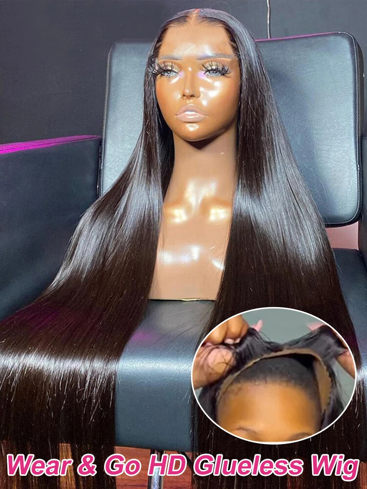 13x6 HD Lace Glueless Straight Human Hair Wig Pre Plucked Wear & Go