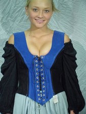 BUTW Black  Blue Leather Suede bodice sz 10  1702B