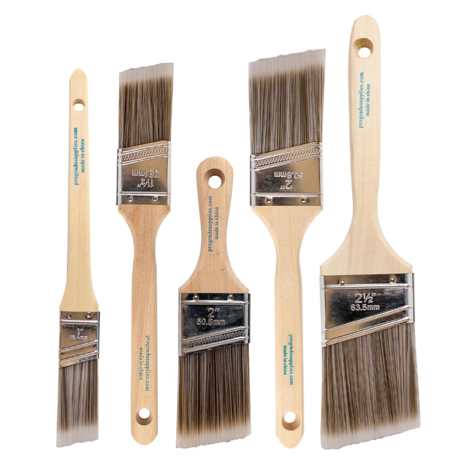 Vermeer Angle Paint Brushes, 5-Pc Angled Brush Set, 1-2.5 Inch Sash Brushes f...