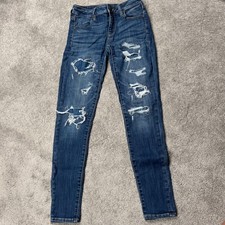 American Eagle Women's 4 Next Level Stretch Distressed Jegging Regular Dark