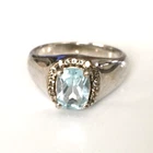 Vintage Ring MARKED QJ 925 STERLING SILVER Size 7 Blue Topaz Band Jewelry lot y