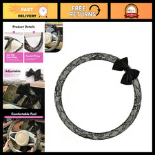 Lace Bow Steering Wheel Cover 15 - Breathable Anti-slip Car Accessory For Women Lace Bow Steering Wheel Cover 15 - Breathable Anti-slip Car Accessory For Women