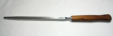 VINTAGE FLINT ENGLAND WOOD HANDLED KNIFE SHARPENING STEEL 13 1/2"   !