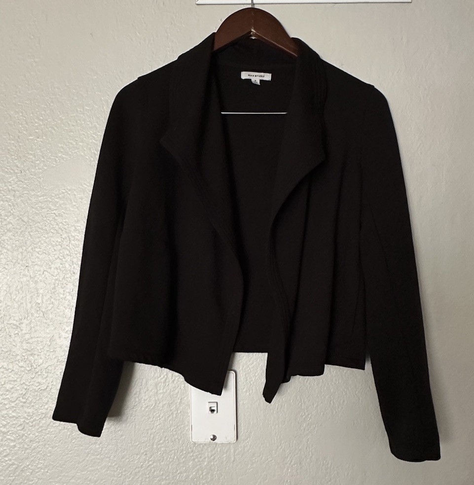 Max Studio Long Sleeve Open Front Cardigan Black Size Small