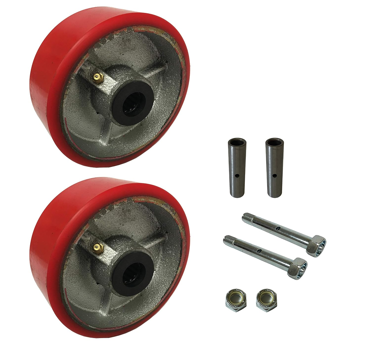 2 Caster Wheels Set 4" 5" 6" 8" Polyurethane on Cast Iron Wheel Set ...