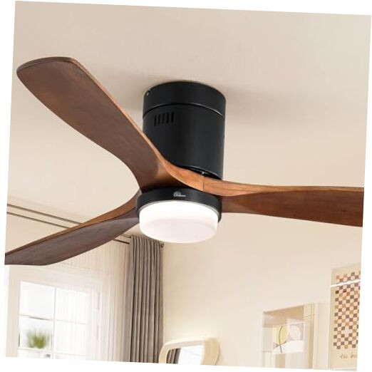 52-Inch Low Profile Ceiling Fan with Light Kit, 6-Speed Remote Control & Dimmable LED